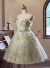 White Tulle 3D Flower Homecoming Dress