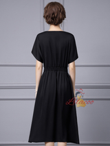 Black Short Sleeve Beading Mother Of The Bride Dress