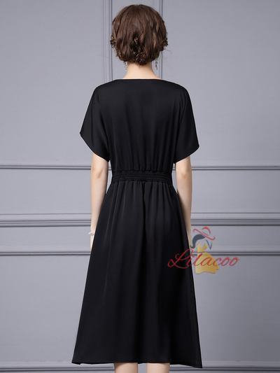 Black Short Sleeve Beading Mother Of The Bride Dress