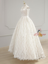 Simple White Lace Long Sleeve Off the Shoulder Wedding Dress