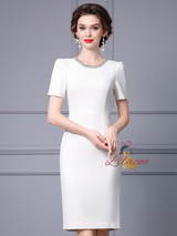 Short Sleeve Beading Mother Of The Bride Dress