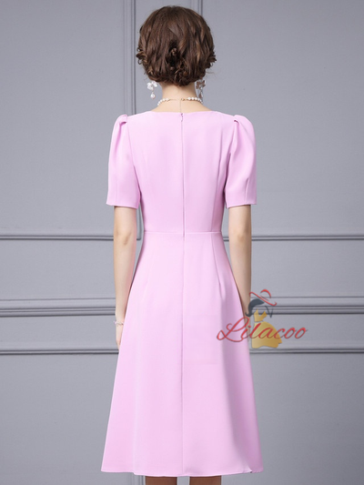 Pink Short Sleeve Mother Of The Bride Dress