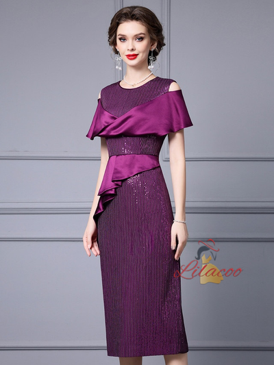 Purple Sequins Mother Of The Bride Dress