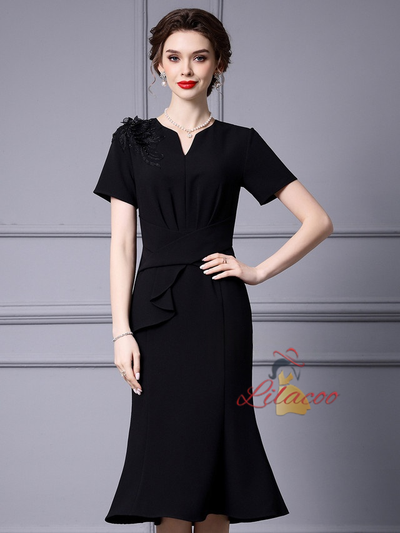 Black Mermaid Appliques Mother Of The Bride Dress