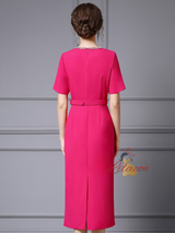 Short Sleeve Pleats Mother Of The Bride Dress