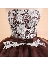 Brown Strapless Lace Homecoming Dress