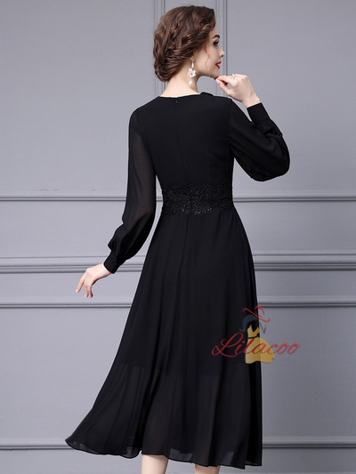 Black V-neck Mother Of The Bride Dress