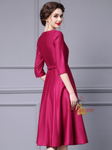 Fuchsia Satin Beading Mother Of The Bride Dress