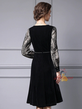 Black Lace Velvet Mother of the Bride Dress