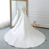 Ivory White Strapless Satin Wedding Dress