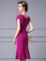 Burgundy V-neck Beading Mother Of The Bride Dress