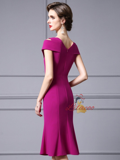 Burgundy V-neck Beading Mother Of The Bride Dress