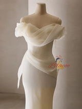 Ivory Mermaid Off the Shoulder Wedding Dress