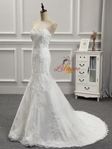 White Mermaid Lace Appliques Wedding Dress