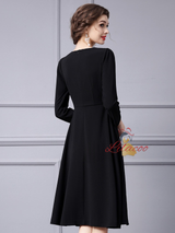 Black Long Sleeve Mother Of The Bride Dress