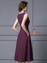 Burgundy Scoop Neck Beading Mother Of The Bride Dress