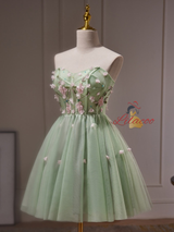 Green Tulle Beading Homecoming Dress