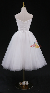 White Tulle Spaghetti Straps Short Wedding Dress