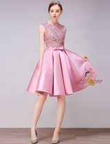 Gold Satin Lace Homecoming Dress