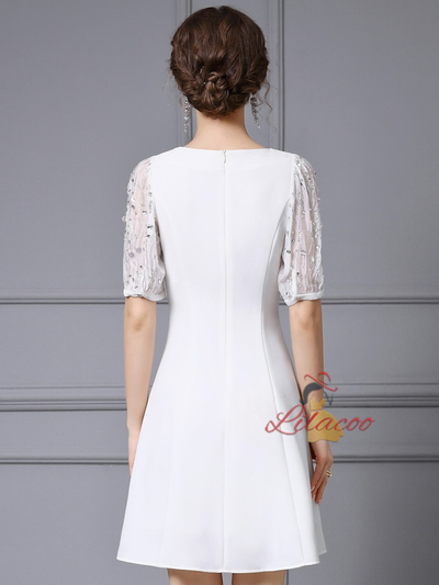 White Beading Sequins Mother of the Bride Dress