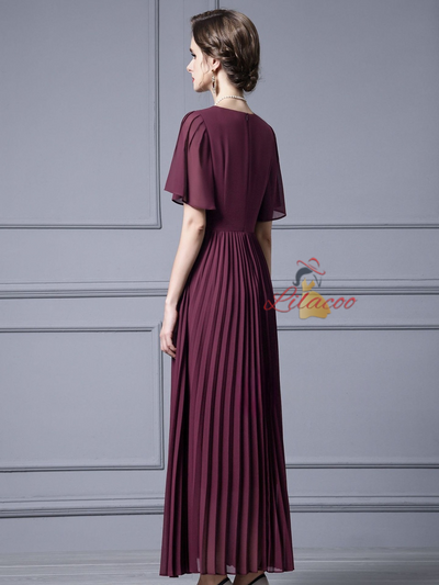 Apricot Chiffon Pleats Beading Mother Of The Bride Dress