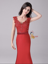 Red Mermaid Beading Mother Of The Bride Dress