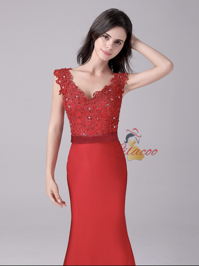 Red Mermaid Beading Mother Of The Bride Dress
