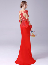 Red Mermaid Appliques Mother Of The Bride Dress