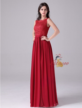 Burgundy Chiffon Lace Mother Of The Bride Dress