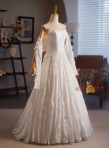 A-Line White Strapless Wedding Dress