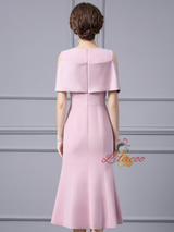 Pink Scoop Neck Mermaid Beading Mother Of The Bride Dress