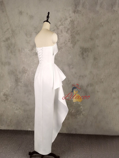 Simple White Strapless Wedding Dress