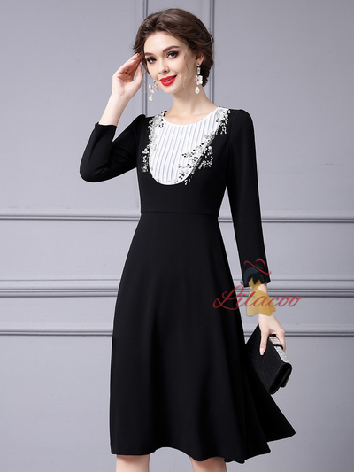 Black Long Sleeve Mother Of The Bride Dress