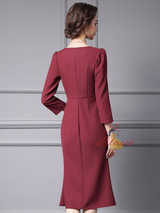 Burgundy Long Sleeve Mother of the Bride Dress