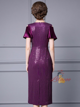 Purple Sequins Mother Of The Bride Dress