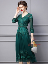 Dark Green Tulle Mother Of The Bride Dress