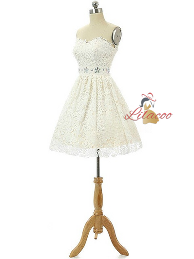 White Lace Sweetheart Homecoming Dress