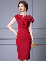 Simple Red Lace Mother Of The Bride Dress