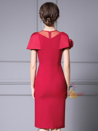 Burgundy Beading Flower Mother Of The Bride Dress