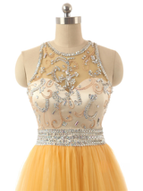 Yellow Tulle Beading Crystal Homecoming Dress
