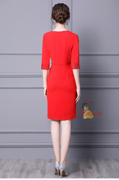 Short Sleeve Beading Mother Of The Bride Dress