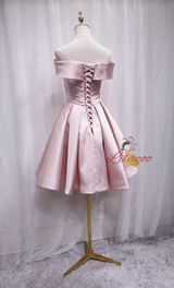 Pink Satin Pleats Homecoming Dress