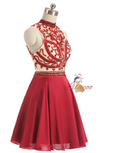 Red Chiffon Beading Crystal Homecoming Dress