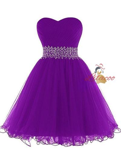 Royal Blue Pleats Beading Homecoming Dress