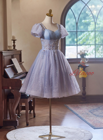 Light Purple Tulle Sequins Homecoming Dress