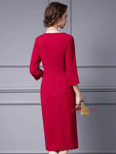 Red Pleats Crystal Mother of the Bride Dress