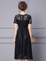 Black Short Sleeve Lace Mother Of The Bride Dress