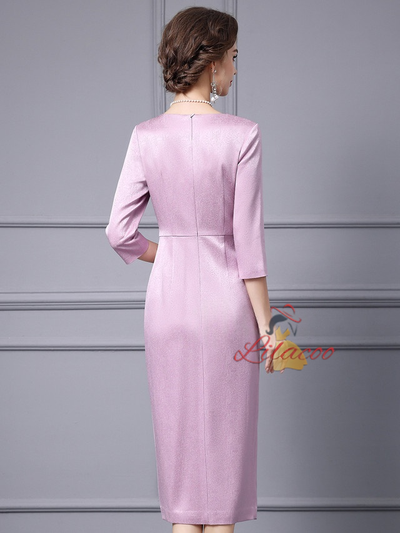 Pink Purple Short Sleeve Mother Of The Bride Dress