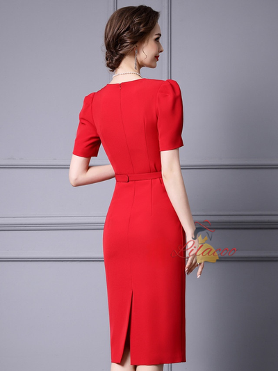Red Short Sleeve Beading Mother Of The Bride Dress