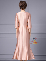 Champagne Satin Beading Mother Of The Bride Dress